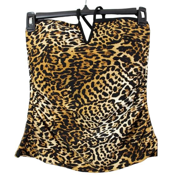 CALVIN KLEIN V-Wire Halter Tankini Top Size Small Jaguar Print Medium NWT $78 - Picture 3 of 5